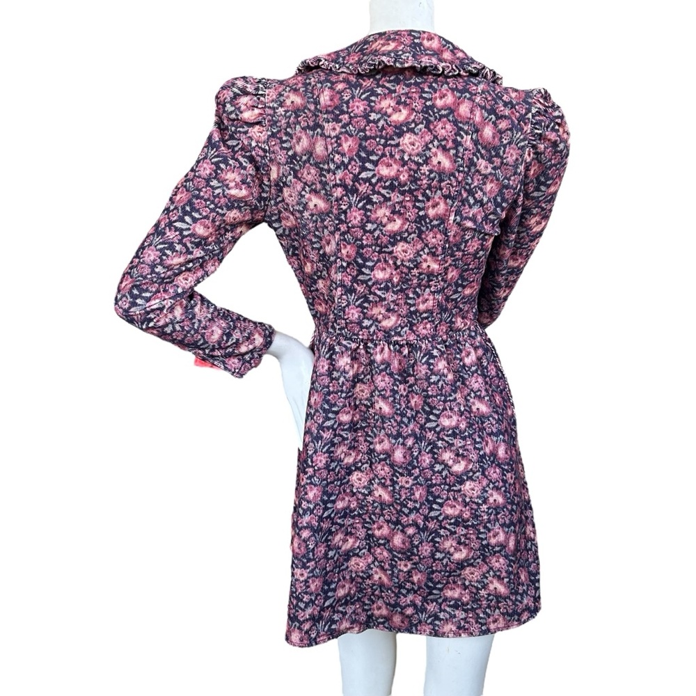 LoveShackFancy Beyers Dress in Blushing Berrys Corduroy Floral Mini Dress Size 2 - Picture 6 of 13
